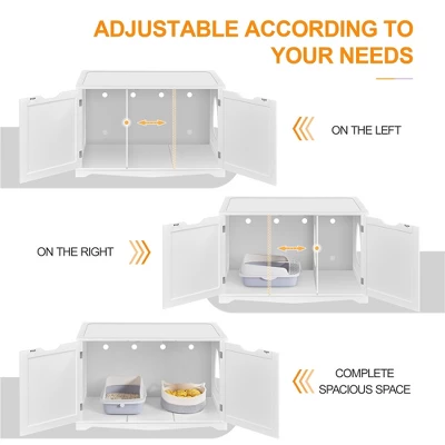 Yaheetech Wooden Hidden Cat Litter Box Side Table With Divider 5 Yaheetech Wooden Hidden Cat Litter Box Side Table With Divider - Image 5