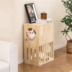 FURNIinspire Pet Tower Cat Tower Wooden 2 Tier Cat House Cat Condo, Pet Furniture Cat Litter Box With Cushion, Brown, 17"*11.5"*25.5" -BlueBuffalo Sales Store GUEST b01900ae 1b2c 4468 a545 709f51eb9f2a