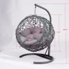 DOMETOUR Cat Swing Bed With Stand & Cushion, Rattan Wicker Appearance, Indoor Hanging Swinging Cat Bed For Cats, Small Dogs, And Small Animals Gray