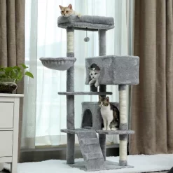 DOMETOUR Multi-Functional 56.2"H Cat Tree Cat Climbing Frame, Cat Tower With Scratching Post/2 Condos/Top Perch/Hammock/Ladder/Dangling Ball -BlueBuffalo Sales Store GUEST b1c7aff8 2597 4128 808b bd3bb721c29b