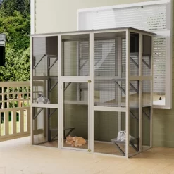 APRILSOUL70.90"Wooden Outdoor Catio Cat Enclosure With Weatherproof Asphalt Roof, Large Walk-in Cat House,Gray -BlueBuffalo Sales Store GUEST b1e5b694 8254 4222 8b04 5c1ec2fd9f14