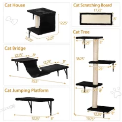 Kumasinova 5PCS Modern Cat Tree With Floating Shelves,Wall-Mounted Cat Tower With Scratching Post,Cat Tree Tower With Perches & Condo For Indoor,Black -BlueBuffalo Sales Store GUEST b2021e27 cd5a 4f8b 887a 233893c4fe74