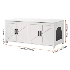 VEVOR Cat Litter Box Enclosure For 2 Cats, Litter Box Furniture Hidden With Double Rooms, Wooden Cat Box Cabinet, 47.2"L X 18.5"W X 19.7"H, White 14 VEVOR Cat Litter Box Enclosure For 2 Cats, Litter Box Furniture Hidden With Double Rooms, Wooden Cat Box Cabinet, 47.2"L X 18.5"W X 19.7"H, White -BlueBuffalo Sales Store GUEST b2595691 dddb 46cd b184 eb8827240187