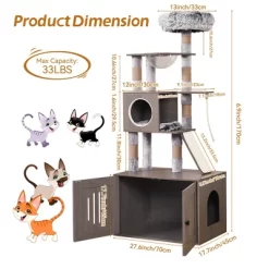 All-in-One Cat Furniture With Flush Nest，Cat Tree With Litter Box Enclosure，Space Capsule And Sisal Rope For Living Room, Grey -BlueBuffalo Sales Store GUEST b2639bc2 3c5a 4b26 8894 85f0c64c95f5