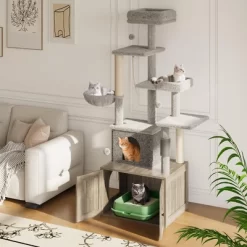 Cat Tree With Litter Box Enclosure, 2-in-1 Modern Cat Tower With Scratching Posts, Multiple Platform And Large Condo -BlueBuffalo Sales Store GUEST b2e369d3 c406 4723 93a3 6e0f92d8fd2a