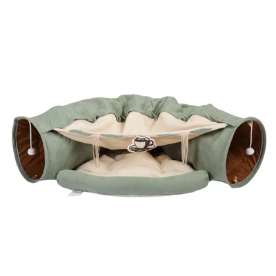 SEVOBAL Pet Toy Collapsible Cat Tunnel Bed For Indoor Cats, Washable Cat Hide Tunnel With Hanging Toys And Cushion Mat, Green(50"*21.65"*10.5") 5 SEVOBAL Pet Toy Collapsible Cat Tunnel Bed For Indoor Cats, Washable Cat Hide Tunnel With Hanging Toys And Cushion Mat, Green(50"*21.65"*10.5") - Image 5
