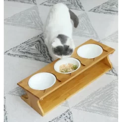 Fairyland™ - Elevated Triple Bamboo Pet Feeder With Ceramic Bowls – Raised Stand For Food & Water -BlueBuffalo Sales Store GUEST b35a7b42 25a1 41b8 9d09 b18a46f7d0f4