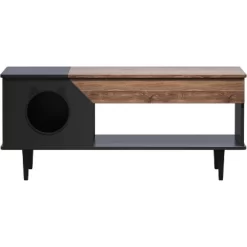 White Wooden Coffee Table 45'', Rustic Living Room Table With Storage Drawer, Hidden Cat House, Multifunctional Pet Litter Box Furniture -BlueBuffalo Sales Store GUEST b3a2c97b f8ce 4614 9c02 c4bc85c94952