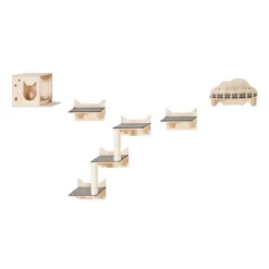 VEVOR Wall Mounted Cat Shelves, Cat Wall Shelves And Perches With Jumping Boards, Nest, Barrier Board & Cat Tree, Beige -BlueBuffalo Sales Store GUEST b3feba3d 128f 4c0e b9be 0ac0877d6d04