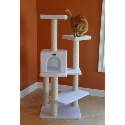 Armarkat Ivory 57" High Real Wood Cat Tree, Fleece Covered Cat Climber, B5701 1 Armarkat Ivory 57" High Real Wood Cat Tree, Fleece Covered Cat Climber, B5701