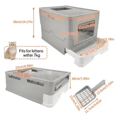 Artloge Extra Large Enclosed Cat Litter Box Foldable Cats Kitten Toilet Box Anti-Splashing Design With Top Exit Front Entry Litter & Litter Scoop