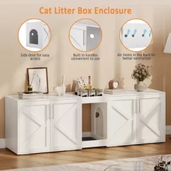 Dual Cat Litter Box Enclosure, Large Litter Box Cabinet For 2 Cats With Soft Cushion, Open Storage Shelf, Modern Wooden Enclosed Cat Box Furniture -BlueBuffalo Sales Store GUEST b4b777cf f267 4c2e a348 b0cf17aab5a2