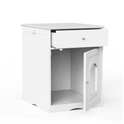 SEVOBAL Wooden Pet House Cat Litter Box Enclosure With Drawer, Side Table, Indoor Pet Crate, Cat Home Nightstand, White(18.9"*20.9"*25") -BlueBuffalo Sales Store GUEST b4b7bd1c 041e 4d63 a9bc d87247fd3758