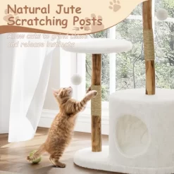 Real Wood Modern Cat Tree Tower, Cat Scratching Post W/Bed For Indoor Cats W/Natural Wicker Condo,Aesthetic Tree Stand,Boho Pet Furniture -BlueBuffalo Sales Store GUEST b4c6cda1 6f24 4a22 9289 b7e43f808c0e