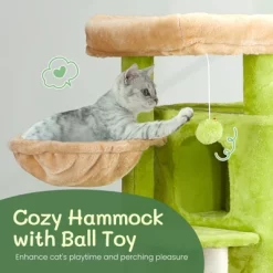 33" Cat Tree Cat Tower For Indoor Cats, Cat Activity Center Play House With Large Padded Perch, Hammock Scratching Posts & Dangling Ball Green -BlueBuffalo Sales Store GUEST b561915e 526e 4b90 a412 5593b7483fb6