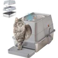Stainless Steel Covered Litter Box, XL Top Entry Metal Cat Box With Flip Cover, Dog Proof, Removable Lid & Scooper, Easy To Clean -BlueBuffalo Sales Store GUEST b6140b80 a014 41ce 8655 b4120a8e20be 1