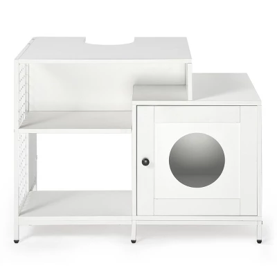 Cat Litter Box Enclosure For Bathroom, Hidden Litter Pet Washroom With Divider, Indoor Cat House For Large Cats-Cuddlewood 5 Cat Litter Box Enclosure For Bathroom, Hidden Litter Pet Washroom With Divider, Indoor Cat House For Large Cats-Cuddlewood - Image 5