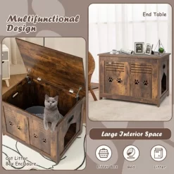 Tangkula Wooden Cat Litter Box Enclosure Flip-Top Hidden Washroom Bench W/ Side Entrance -BlueBuffalo Sales Store GUEST b670e1ba 49d6 4510 973b 35d2460c6cfa