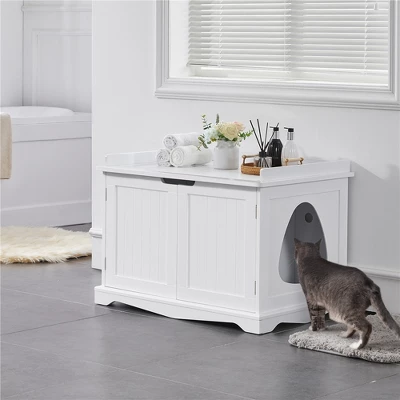 Yaheetech Large Cat Litter Box Enclosures Wooden Storage Side Table 1 Yaheetech Large Cat Litter Box Enclosures Wooden Storage Side Table