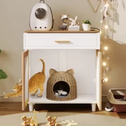 Racxily Furniture Style Cat Litter Box Cat House With Sisal Scratching Door Charging Socket Cat Friendly Furniture -BlueBuffalo Sales Store GUEST b7b3361d 1f40 4865 90b0 f599659106e0
