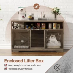 Cat Litter Box Enclosure For 2 Cats, 47" Double Hidden Cat Washroom With Scratch Pad -BlueBuffalo Sales Store GUEST b808f3e3 360f 4d58 9c8d 1e6ad1983beb