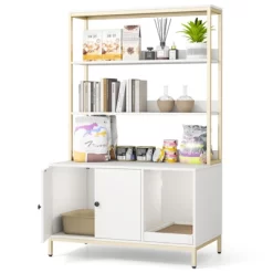 Tangkula 57" Cat Litter Box Enclosure W/ Storage 2-tier Shelves Removable Scratcher -BlueBuffalo Sales Store GUEST b81825b1 59ac 4868 978c 85067afebfee