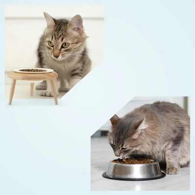 Unique Bargains Elevated Cat Bowl Beige 1 Set 4 Unique Bargains Elevated Cat Bowl Beige 1 Set - Image 4