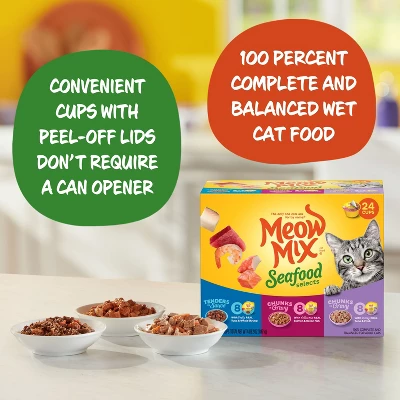Meow Mix Seafood Selections Wet Cat Food With Shrimp, Salmon, Crab & Tuna Flavor - 2.75oz/24ct Variety Pack 3 Meow Mix Seafood Selections Wet Cat Food With Shrimp, Salmon, Crab & Tuna Flavor - 2.75oz/24ct Variety Pack - Image 3