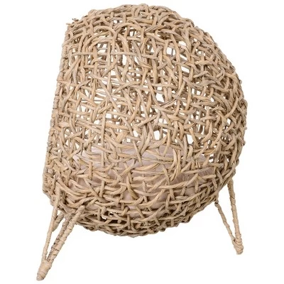 PawHut Rattan Cat Bed Elevated Wicker Kitten House With Cushion, Natural, 20.5" X 20.5" X 22.75" 5 PawHut Rattan Cat Bed Elevated Wicker Kitten House With Cushion, Natural, 20.5" X 20.5" X 22.75" - Image 5