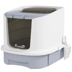 PawHut Cat Litter Box With Lid, Covered Kitty Litter Box Enclosed With Drawer, Scoop, Top Entry, Deodorizing Bags, Easy To Clean, Gray -BlueBuffalo Sales Store GUEST b9a7acfa 9afe 4dca 8b96 6ab82191b890