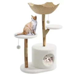 Real Wood Modern Cat Tree Tower, Cat Scratching Post W/Bed For Indoor Cats W/Natural Wicker Condo,Aesthetic Tree Stand,Boho Pet Furniture -BlueBuffalo Sales Store GUEST ba217964 2da7 4edb 9eb4 927b3616bc41