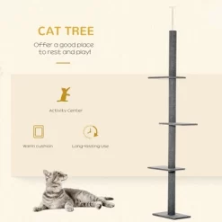 MaseiKar Floor-to-Ceiling Cat Tree Cat Climbing Tower With Sisal-Covered Scratching Posts Natural Cat Tree Activity Center For Kittens, Grey -BlueBuffalo Sales Store GUEST ba4d6135 f30e 4e54 bd5a 068abaf54829 1
