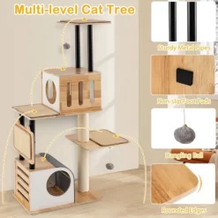 Tangkula Wood Cat Tree W/Dual Cat Condos Sturdy Metal Tubes Frame Sisal Scratching Posts -BlueBuffalo Sales Store GUEST bb51b027 9a1b 44af b11b dc0f5cece4c6