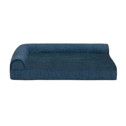 FurHaven Plush & Almond Print Cooling Gel Top Deluxe L-Chaise Pet Bed For Dogs & Cats