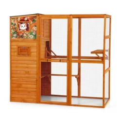 AZL1 Life Concept Pet Crates And Houses Outdoor Cat Enclosure, 4-Tier Window Design, Weatherproof Roof, Orange, 76.18"*33.46"*70.08" -BlueBuffalo Sales Store GUEST bb667dfb af72 424f 9f85 d719c8db2b03