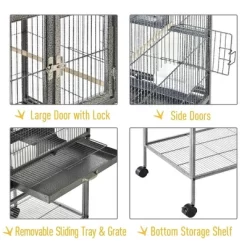 Resenkos Bird Cage, Bird Cages Habitat,Bird Cage With Rolling Stand Removable Metal Tray, Storage Shelf, Wood Perch Black -BlueBuffalo Sales Store GUEST bb87db44 7606 4b26 952d 00c791514602 1