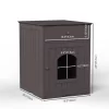 FURNIinspire Wooden Pet House Cat Litter Box Enclosure With Drawer, Side Table, Indoor Pet Crate, Cat Home Nightstand