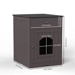 FURNIinspire Wooden Pet House Cat Litter Box Enclosure With Drawer, Side Table, Indoor Pet Crate, Cat Home Nightstand