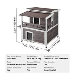 VEVOR Outdoor Cat House Weatherproof, Feral Cat Shelter For Multiple Cats, 2-story Large Outdoor Wooden Cat House With Balcony, Doors,PVC Door Flaps -BlueBuffalo Sales Store GUEST bce7e45f 5e55 4d0e 8e1c ea5a675fbc05