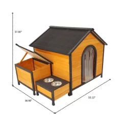 GDFStudio Bertha Modern 55" Metal And Solid Wood Dog House With Bowl And Door Curtain -BlueBuffalo Sales Store GUEST bd36a806 54fc 403f a691 e1c7777c331a