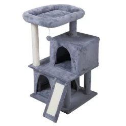 FURNIinspire Pet Tower Double Layer Cat Tree With Cat House And Ladder Light, Modern Cat Furniture, Gray, 19.70"*17.70"*34.00" -BlueBuffalo Sales Store GUEST bdec020f 1eae 4192 a4da c0c91e9f130c