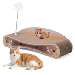 Sandinrayli Cat Scratcher Lounge Bed, Reversible 2-in-1 Cardboard Scratching Board, Durable Curved Cat Scratch Pad, Natural Wood -BlueBuffalo Sales Store GUEST be3202c3 3856 4a50 950e bfbc7ccf6929