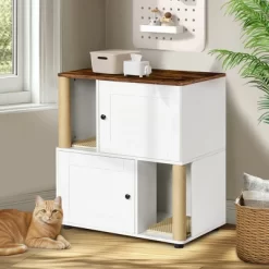 LOVSON Double Litter Box Enclosure, Litter Box Enclosure For 2 Cats, Litter Cabinet, Double Litter Box Enclosure With Shelves, White -BlueBuffalo Sales Store GUEST be48769a 113b 438d a119 7952c2f235d5