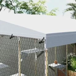 PawHut Large Catio Outdoor Cat Enclosure, Galvanized Steel Outdoor Cat House With 420D Waterproof Canopy For 1-3 Large Cat, Walk-in Cat Cage, Silver -BlueBuffalo Sales Store GUEST be4b2ca5 7823 4b93 8b5d f2a641a17018