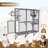 Kumasinova 61" Window Catio Enclosure For Indoor Cats,Expandable Outdoor Cat House With 3 Platforms,Hammock&3 Doors,All-Weather Cat Playpen With Perch