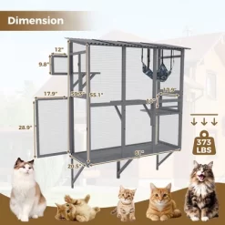 Kumasinova 61" Window Catio Enclosure For Indoor Cats,Expandable Outdoor Cat House With 3 Platforms,Hammock&3 Doors,All-Weather Cat Playpen With Perch