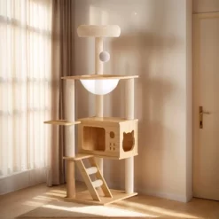 48.8" Modern Cat Tower, Wood Cat Tree Tower For Indoor Cats, Cat Treewith Sisal-Covered Scratching Posts And Top Perch, Cat Condo With Acrylic Hammock -BlueBuffalo Sales Store GUEST bed3436a 3878 4fa8 9b76 88e793443382 2
