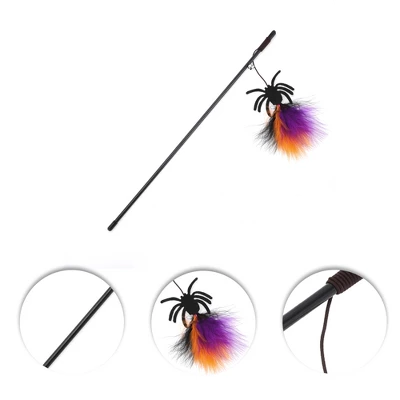 Unique Bargains Convenient Spider Pattern Cat Playing Rod Orange Purple 1 Pc 2 Unique Bargains Convenient Spider Pattern Cat Playing Rod Orange Purple 1 Pc - Image 2
