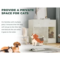 ATJafurn Cat Litter Box Enclosure, 37.4'' Furniture Style Hidden Litter Box Cat Cabinet With Storage For Large Cats White -BlueBuffalo Sales Store GUEST bf366160 08ee 403b 97a8 c604cbbba46a