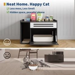 Modern Hidden Cat Litter Cabinet Furniture - Flip-Down Opening Enclosure W/Ventilation, Dog-Proof Design & End Table Function -BlueBuffalo Sales Store GUEST bfac5cbe 18ad 4de6 a5d1 a1fa73557519 1